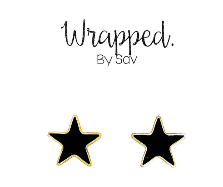 Wrapped by Star Black Star Earrings