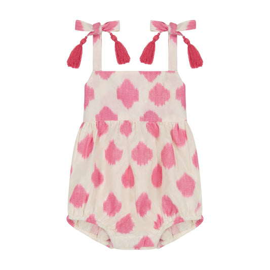 Zoe Baby Romper White Pink Ikat