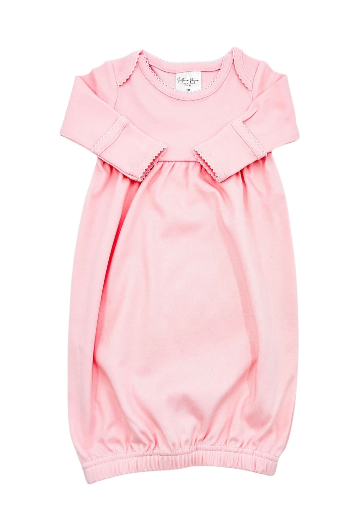 baby girl pink organic picot infant gown