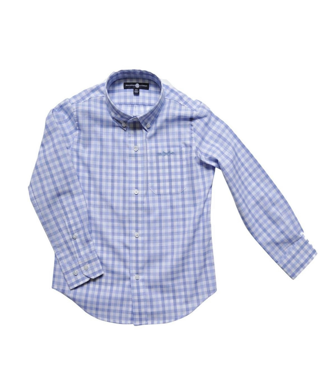 brown Bowen arrow waterfront park  linen plaid button down