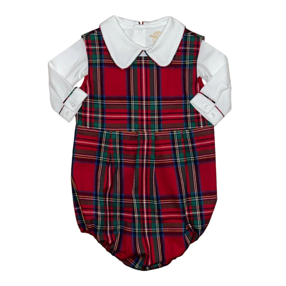 boys Tybee tartan red christmas plaid bubble