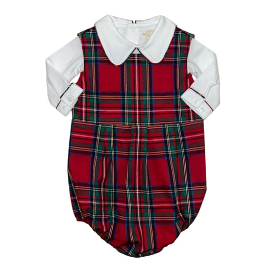 boys Tybee tartan red christmas plaid bubble