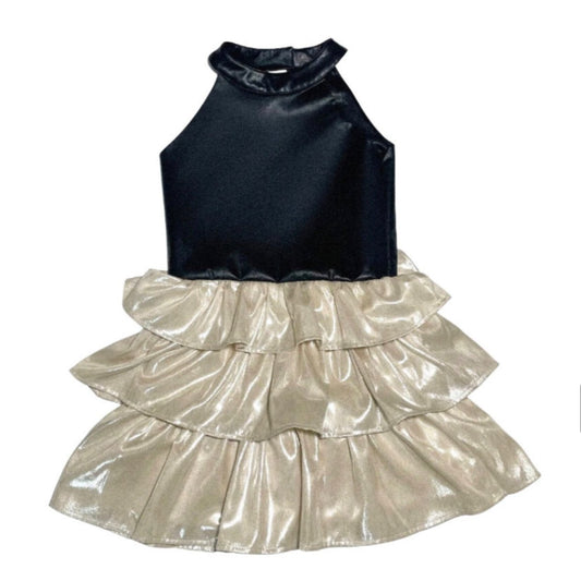 little Olin Faux Leather Halter Top Dress