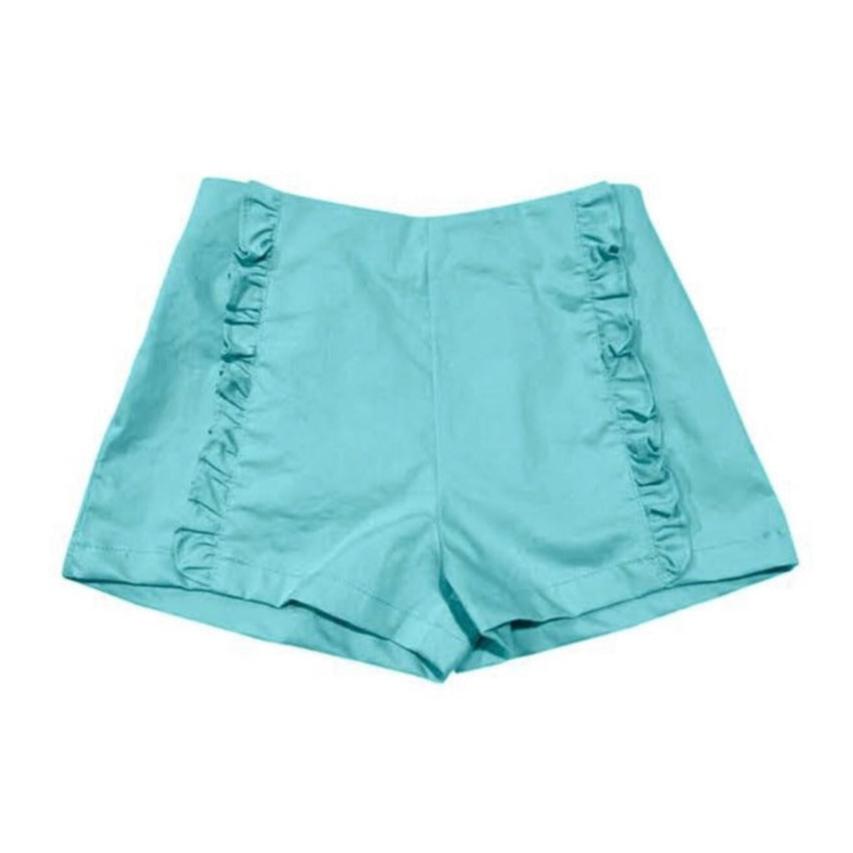 Little Olin Aqua Ruffle Shorts