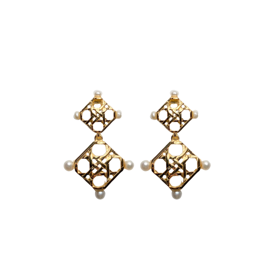 m Donohue Avignon Double Wicker Gold Earrings