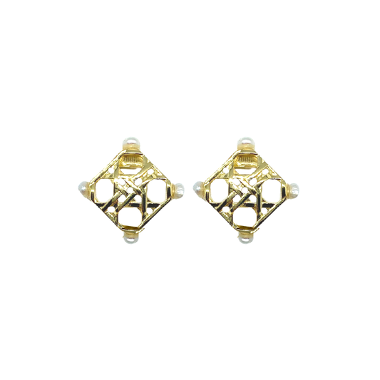 m Donohue Avignon Wicker Gold Stud Earrings