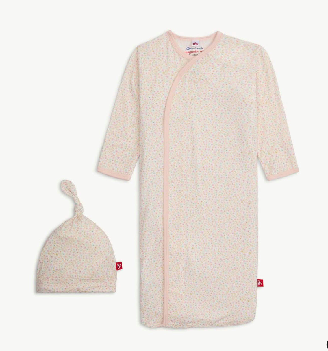 baby girl floral pink and white sack with hat