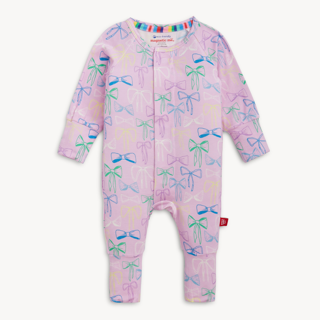 baby girls magnetic modal lavender with bows convertible footie pajamas
