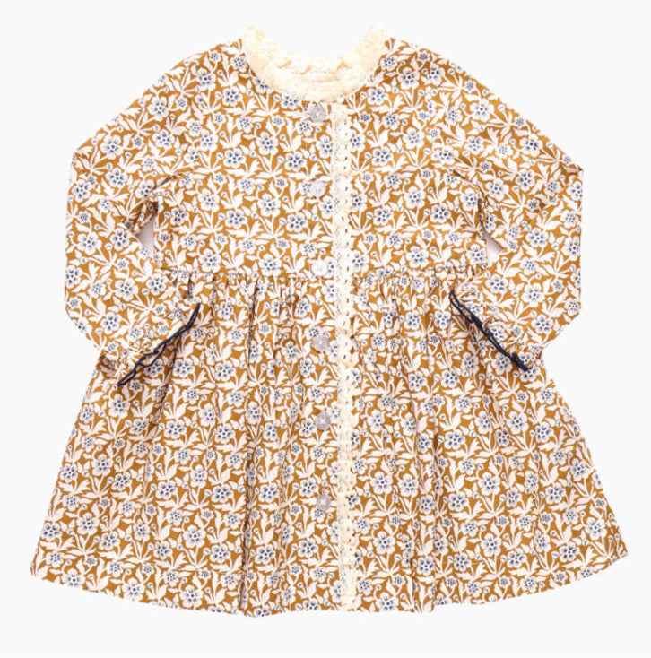 pink chicken girls autumn dress gold climbing floral