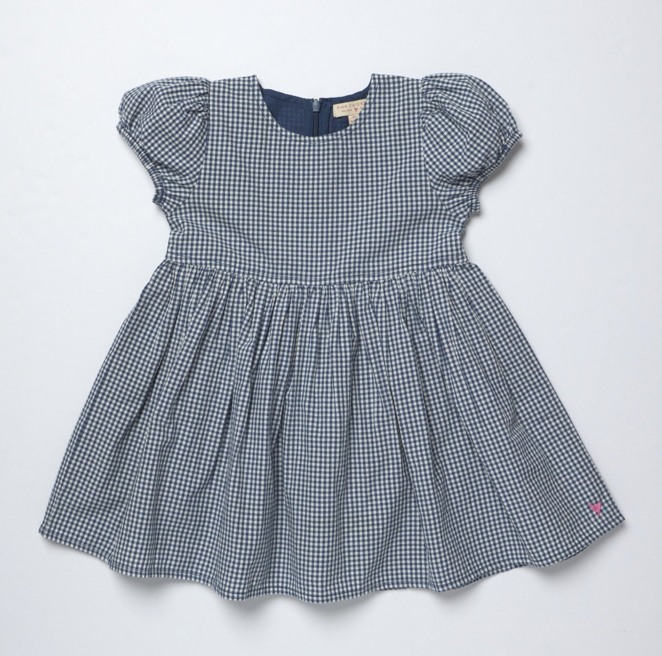 toddler girls navy gingham short sleeved monogrammable dress