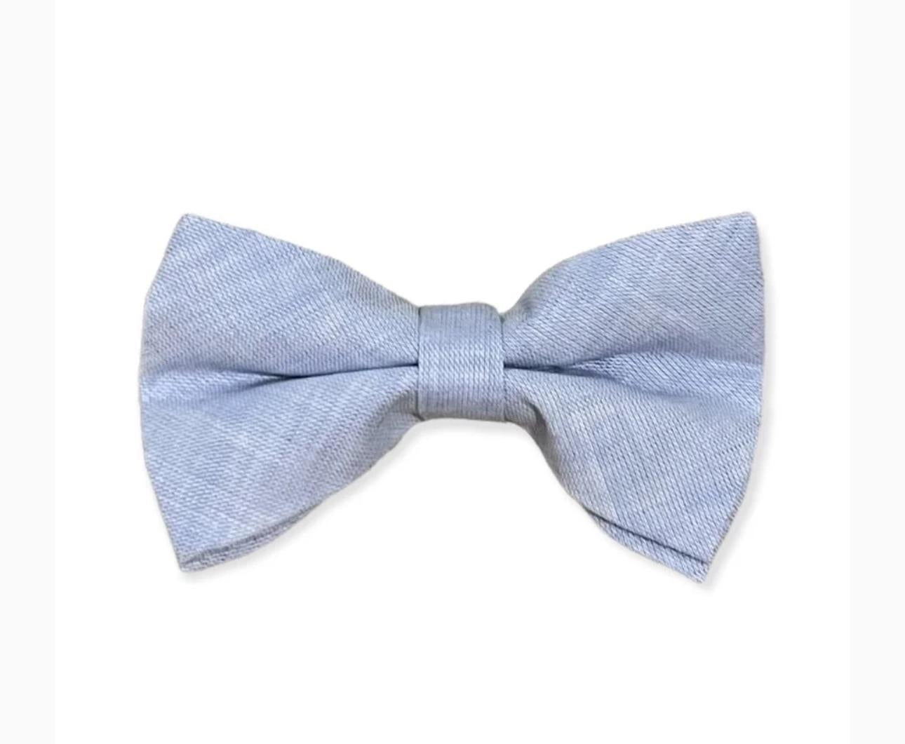 Brown Bowen Bluffton Blue Linen Clip On Bow Tie