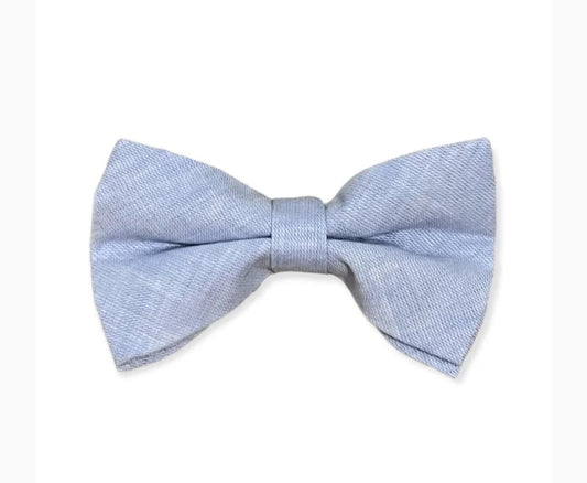 Brown Bowen Bluffton Blue Linen Clip On Bow Tie
