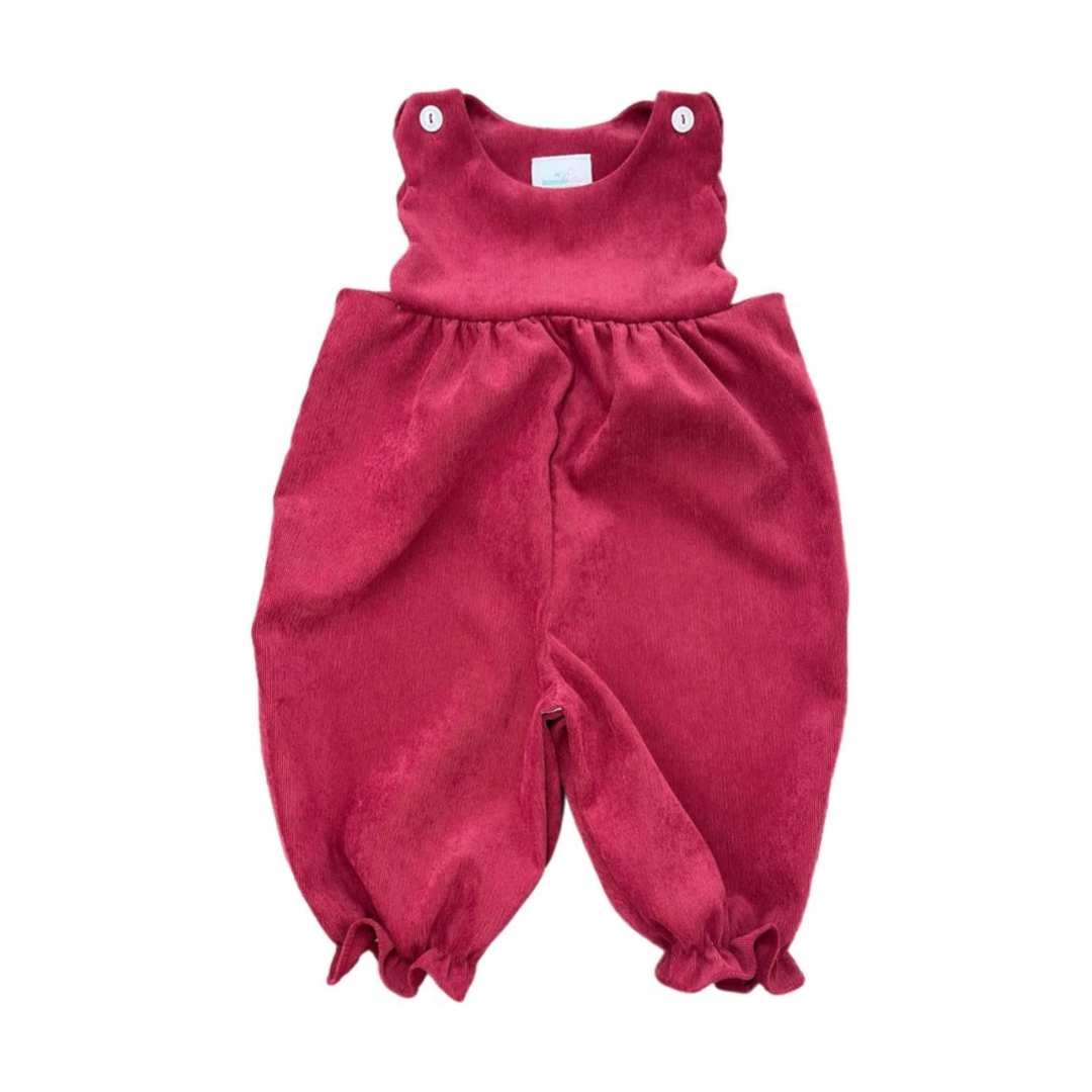 girls red velvet romper