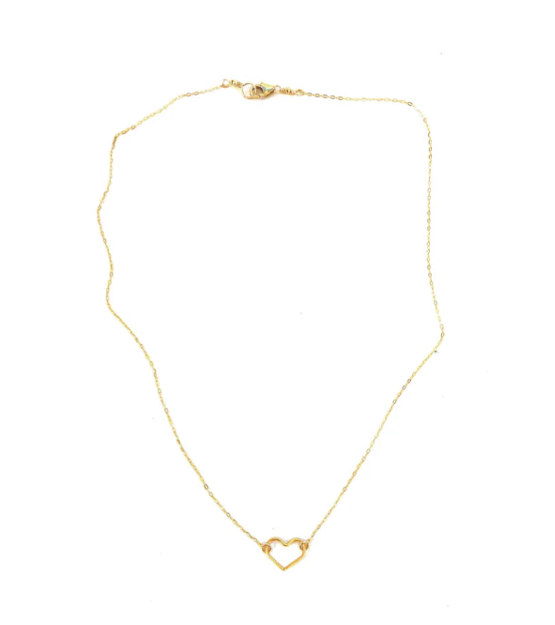 simple gold filled necklace with gold plated heart