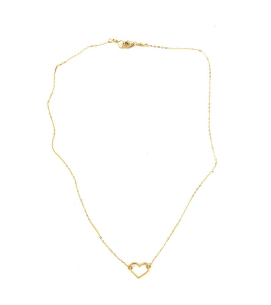 simple gold filled necklace with gold plated heart