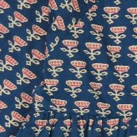 Sara Girl's Popover Dress Blue Floral Block Print