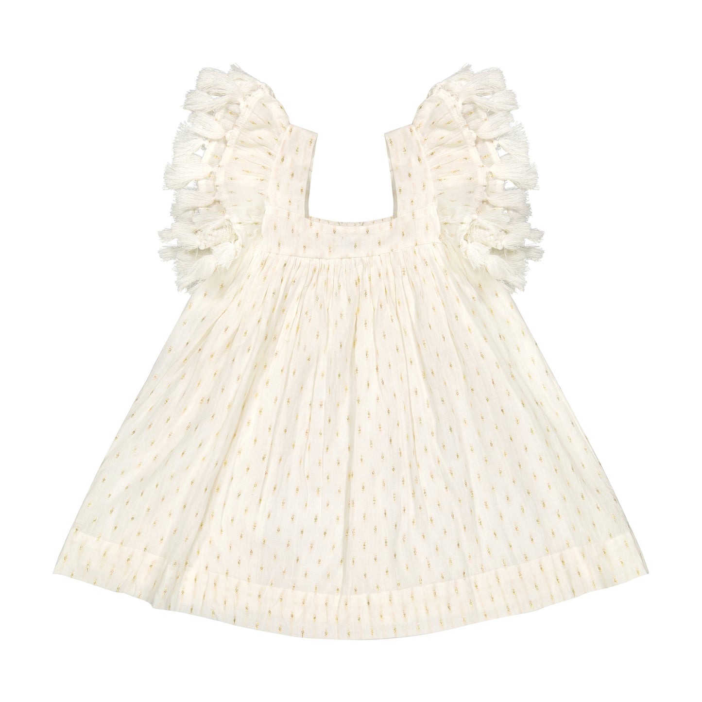 Serena Girl's Tassel Dress Gold Dobby