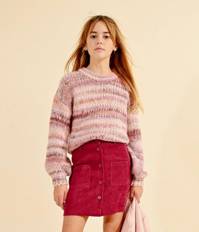 Red Flared Velvet Skirt