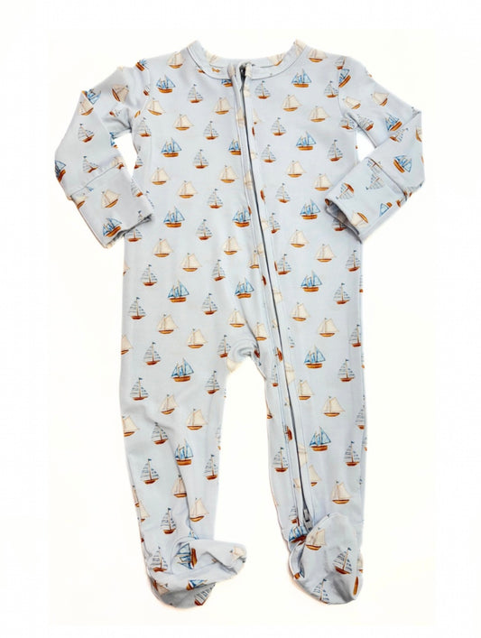 Watercolor Sailboat Footie Pajama