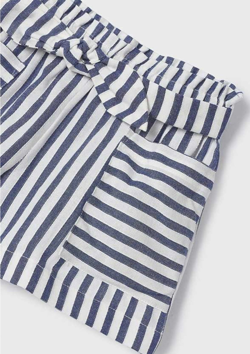 Navy and White Striped Bag Short