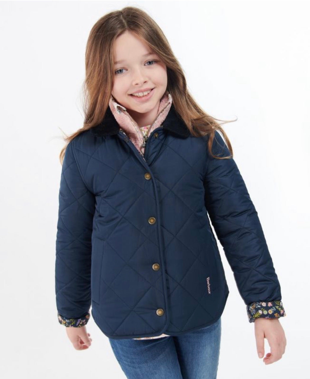 Barbour Girls Foxley Navy Reversible Jacket