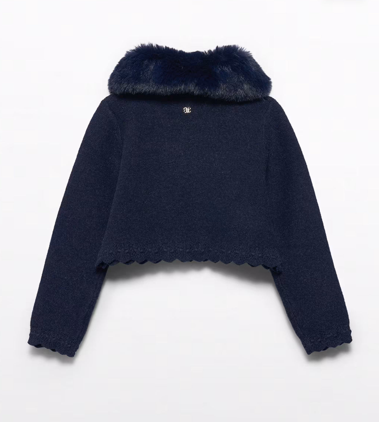 Black Removable Faux Fur Collar Cardigan