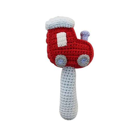 Train Hand-Crochet Stick Rattle: 6" Rattle