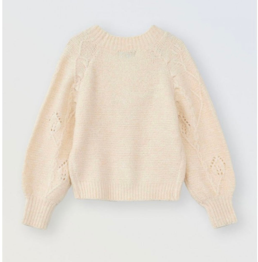 Off White Pointelle Knit Cardigan