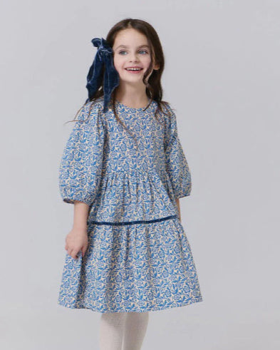 Girls Maribelle Blue Climbing Floral Dress