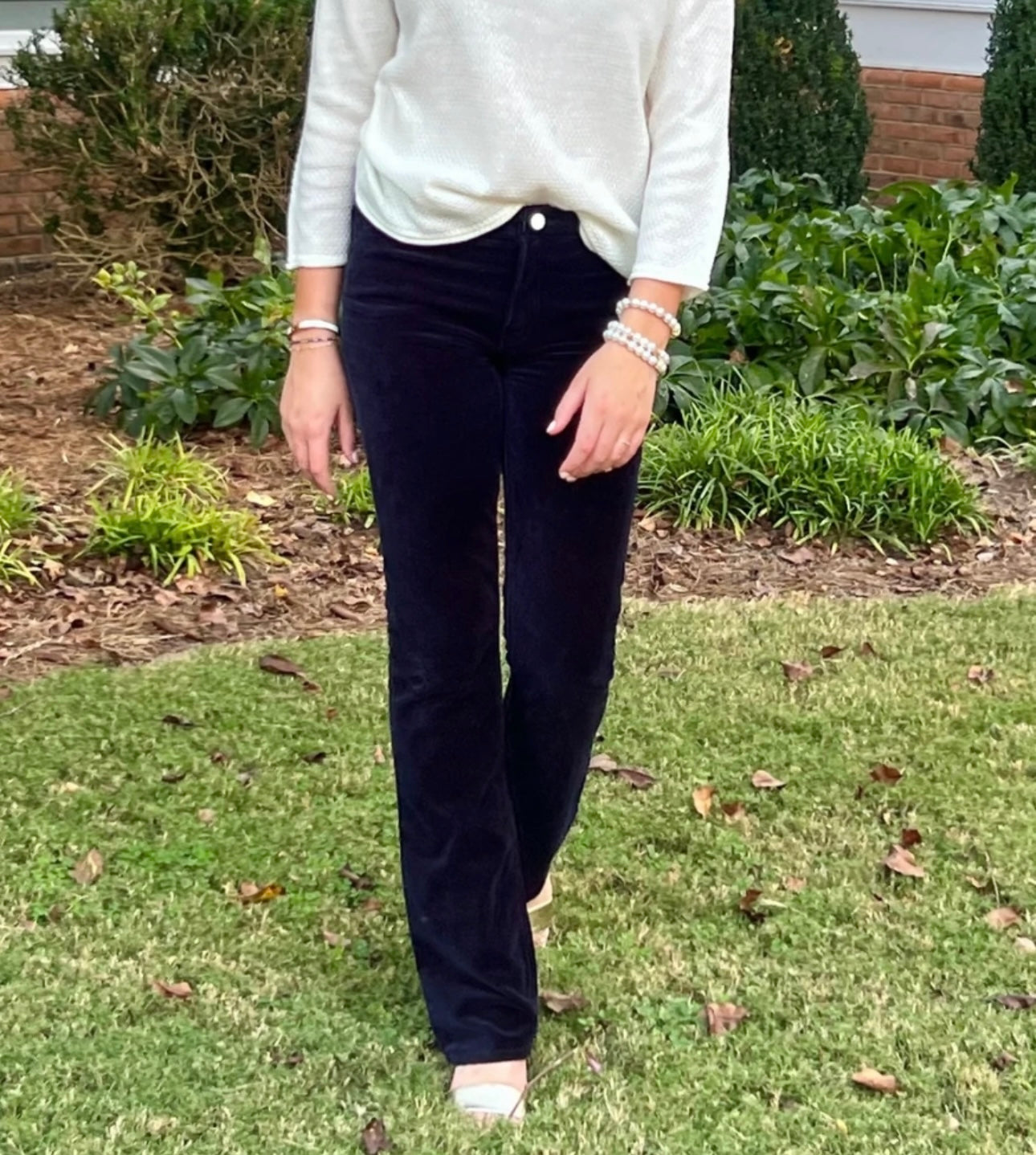 Navy Velvet Bootcut Pants