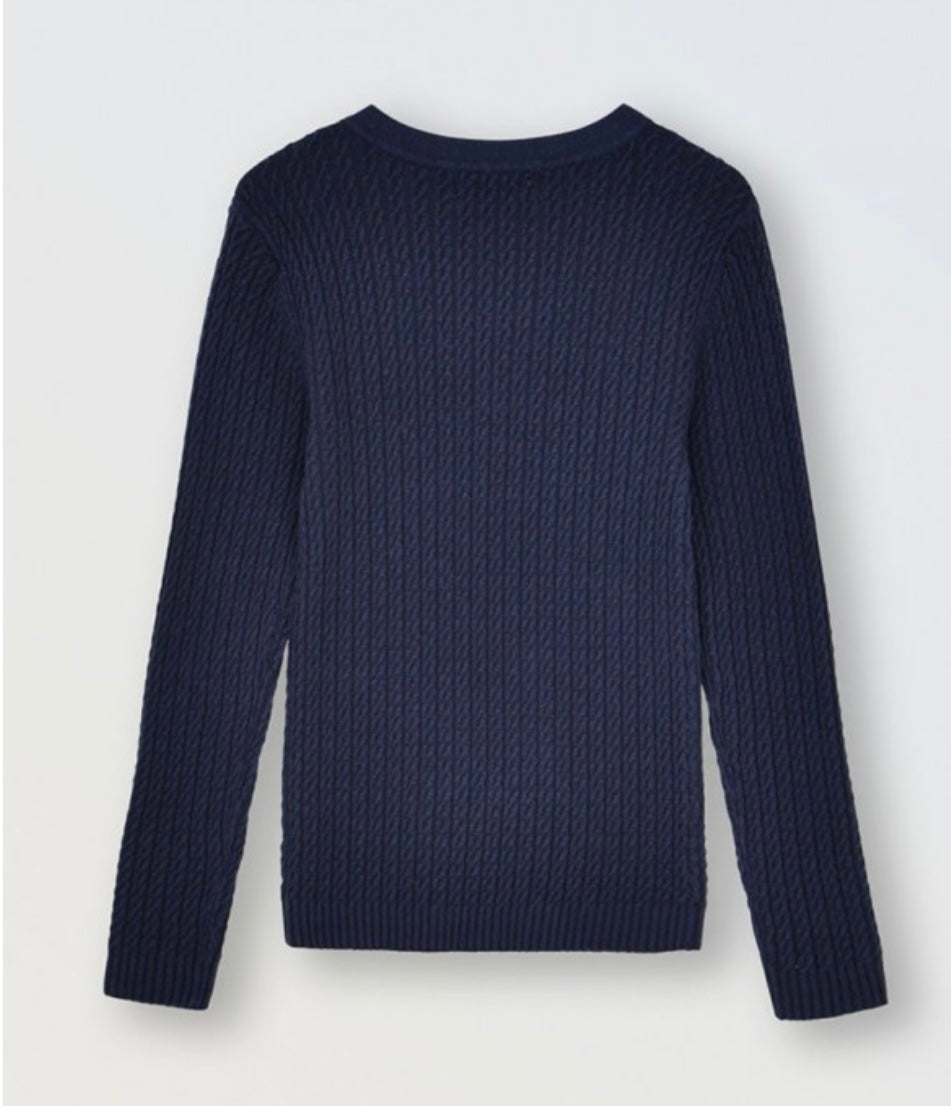 Navy Cable-Knit Sweater