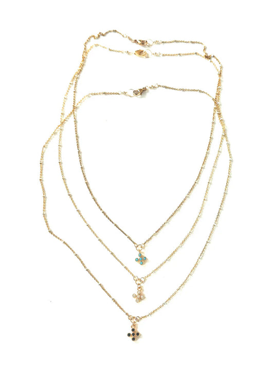 CZ Clover Gold Necklace