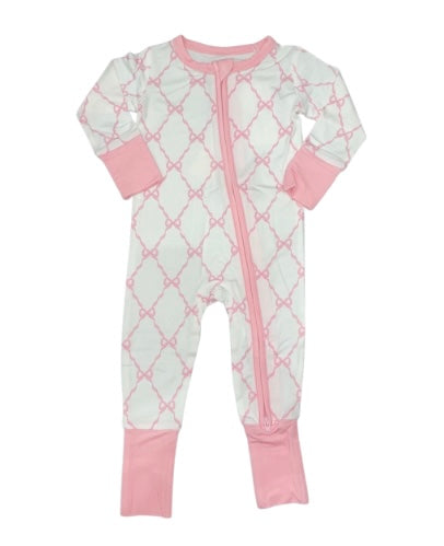 Bow Trellis Bamboo Convertible Footie