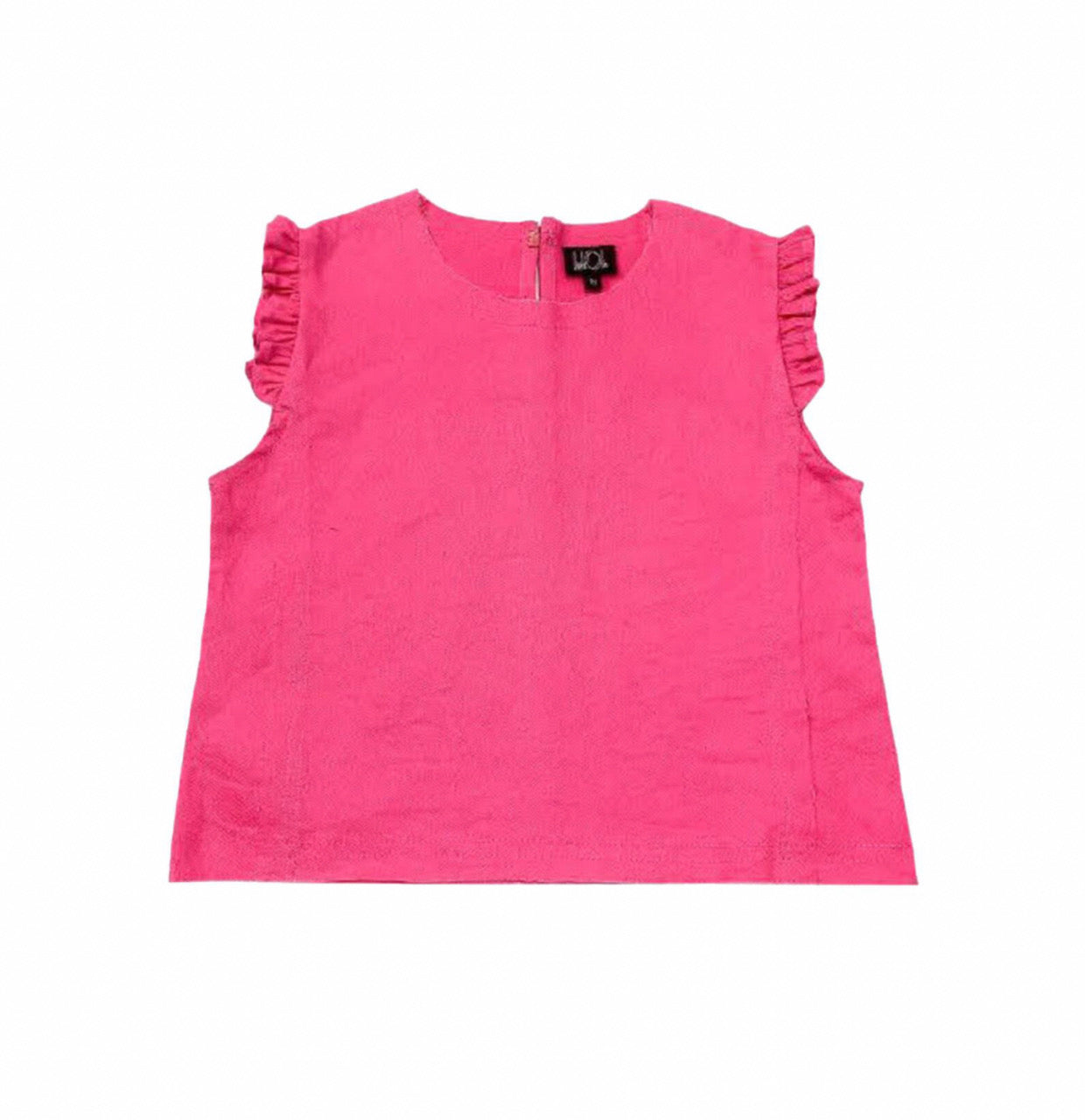 Fushia Denim Ruffle Shorts