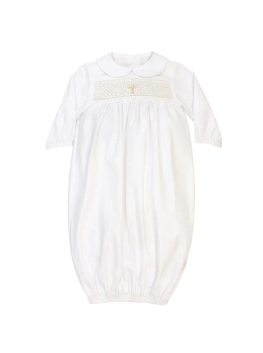 Christening Ivory Cross Smocked Sac