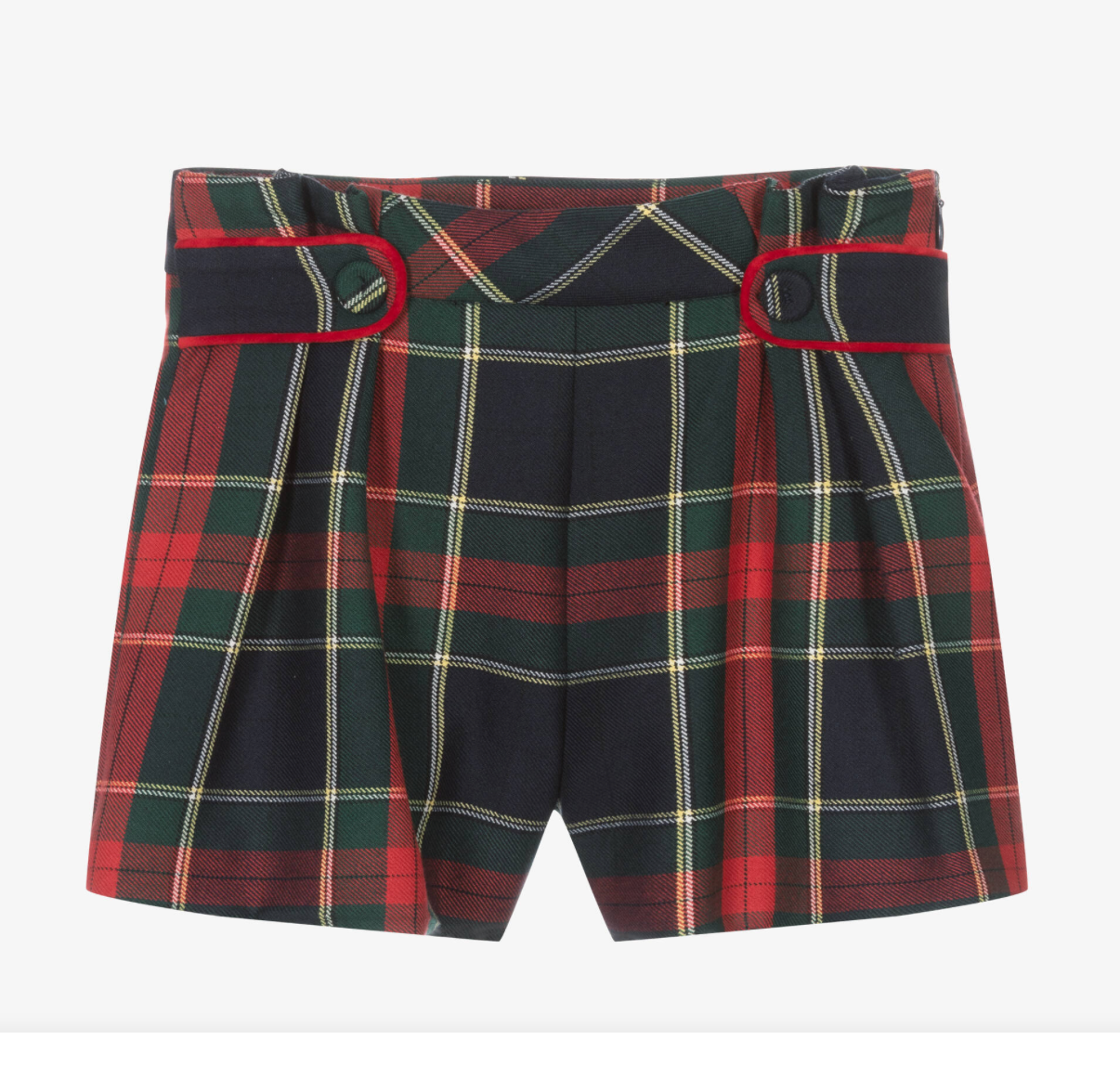 red navy green girls tartan plaid shorts