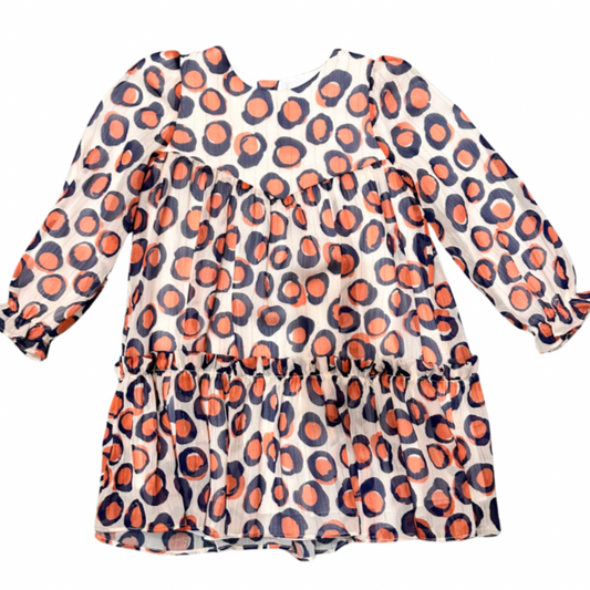 Abel and Lula Toddler Girls Orange and Navy Dot Dress