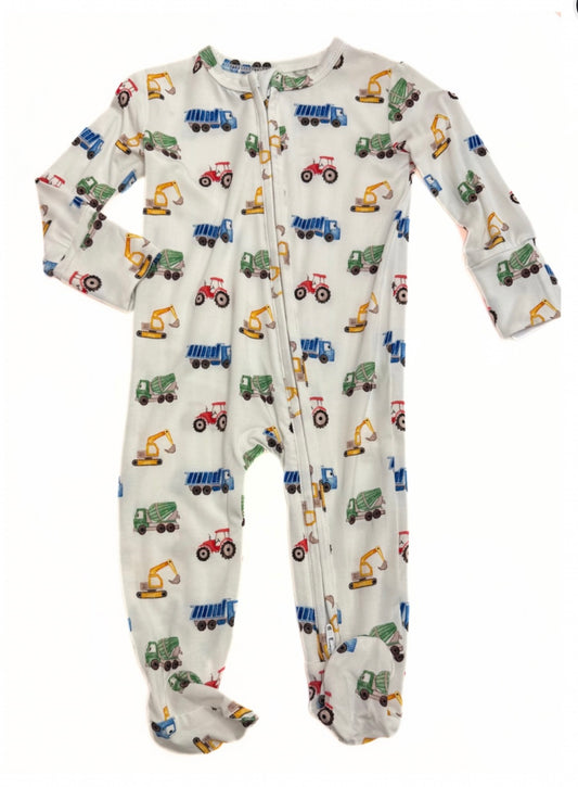 Construction Trucks Bamboo Footie