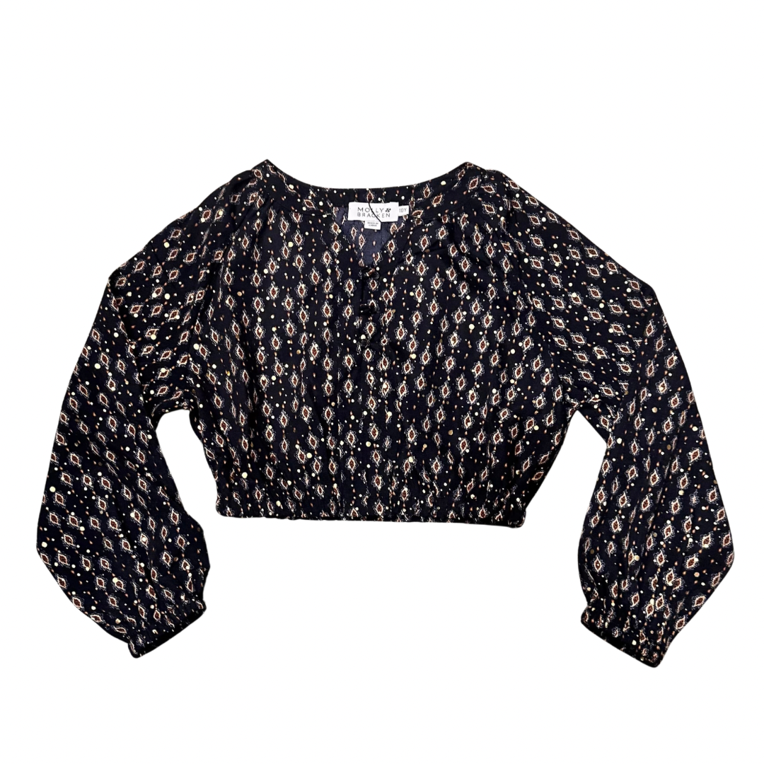 Black and Gold Patterned Woven Top