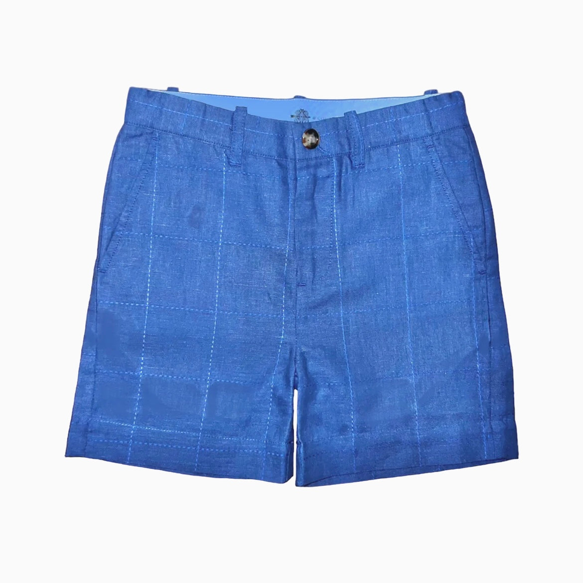 Brown Bowen Boys Foley Beach Blue Sweetgrass Linen Shorts