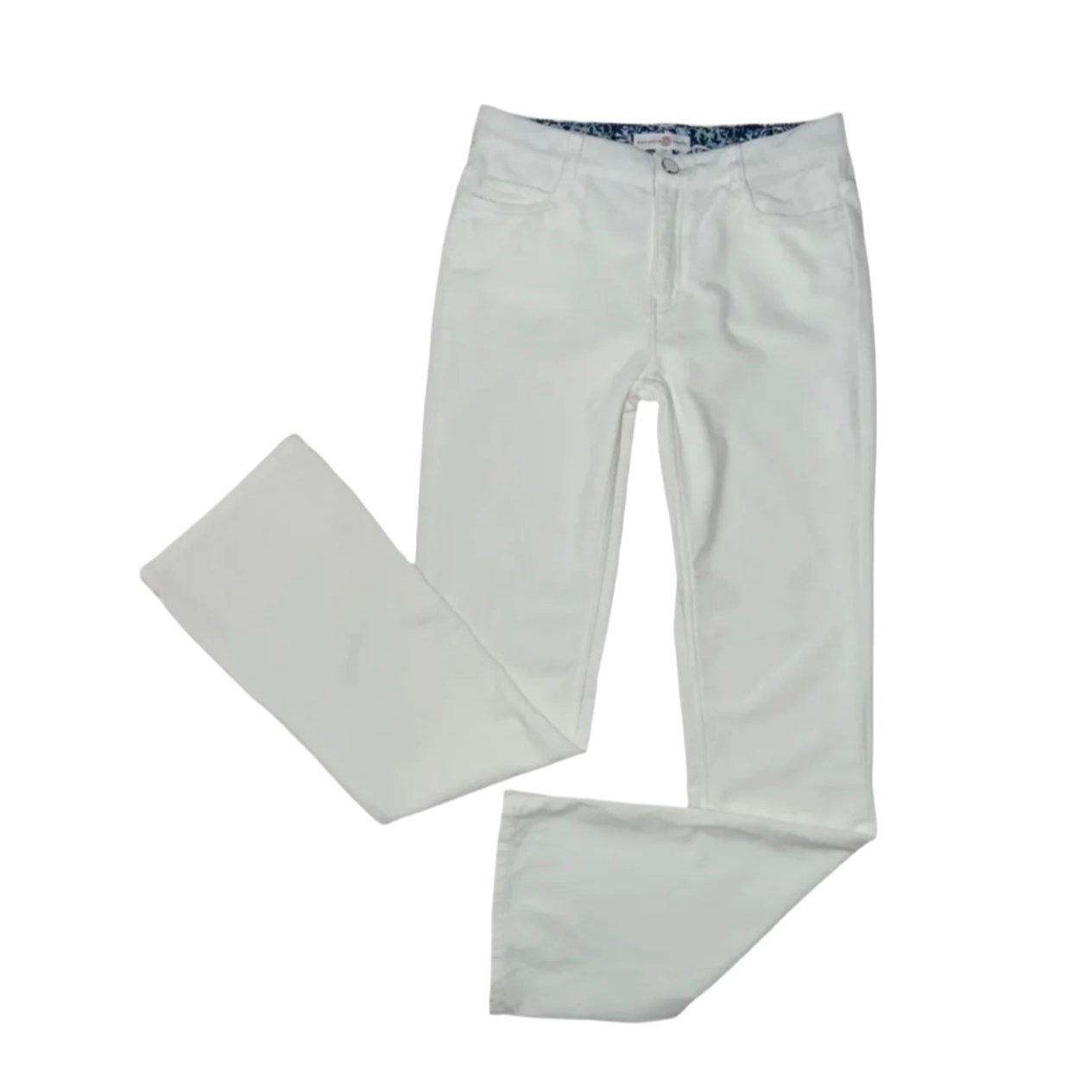 girls white bootcut adjustable waist velvet pants