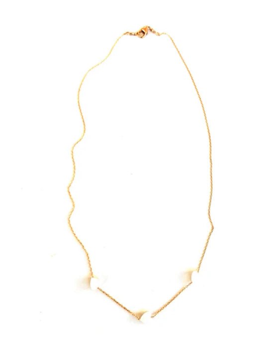 Mother of Pearl Triple Hearts Gold Necklace