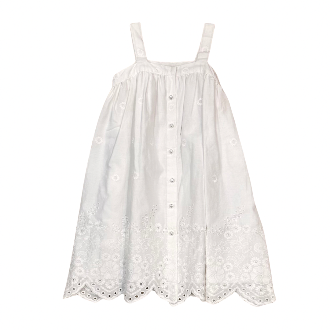 White Button Up Eyelet Dress