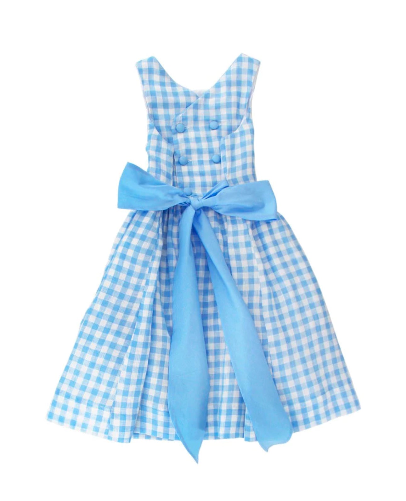 Sky Blue Linen Gingham Dress