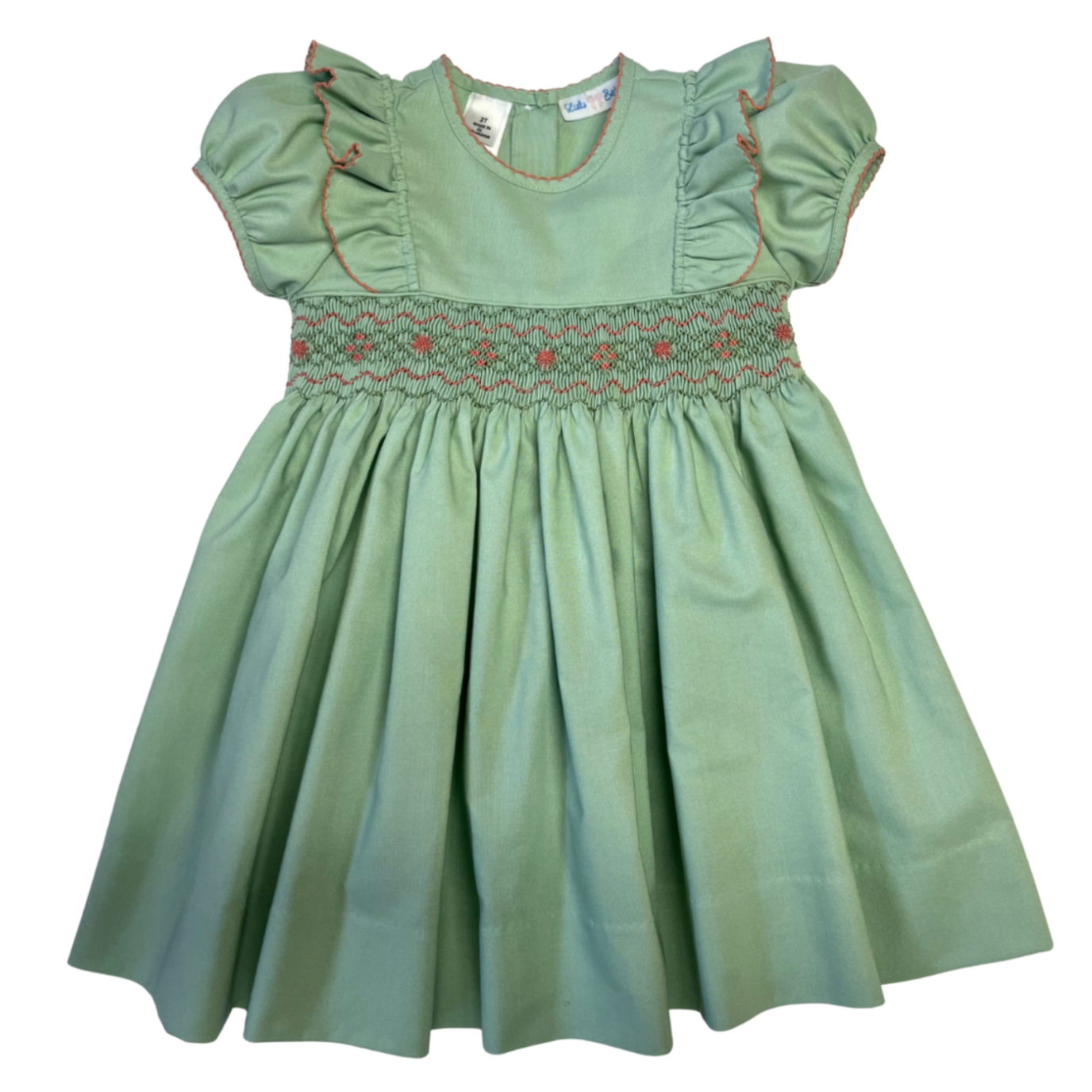 Rose Embroidered Sage Dress