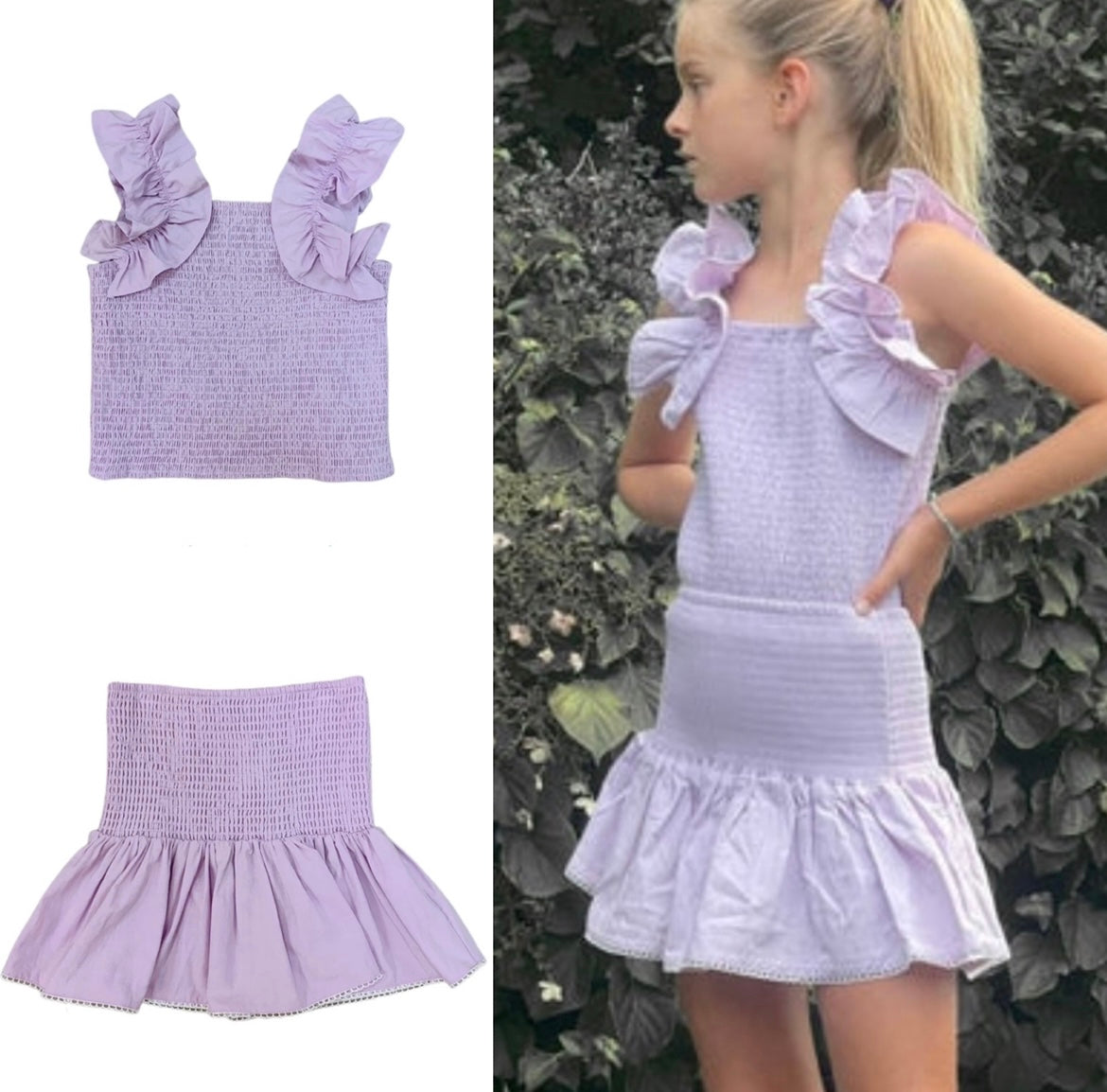 Lavender Smocked Ruffle Skirt