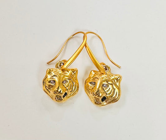 Gold Tiger Earrings