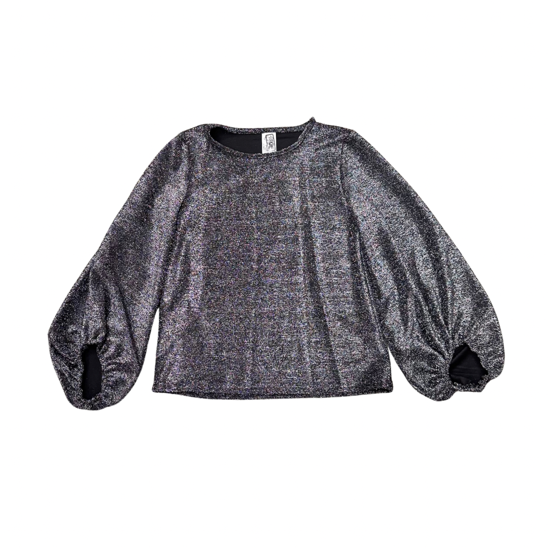 Edge Black and Silver Exaggerated Sleeve Top