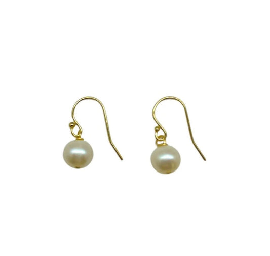 Gold Pearl Drop Earrings