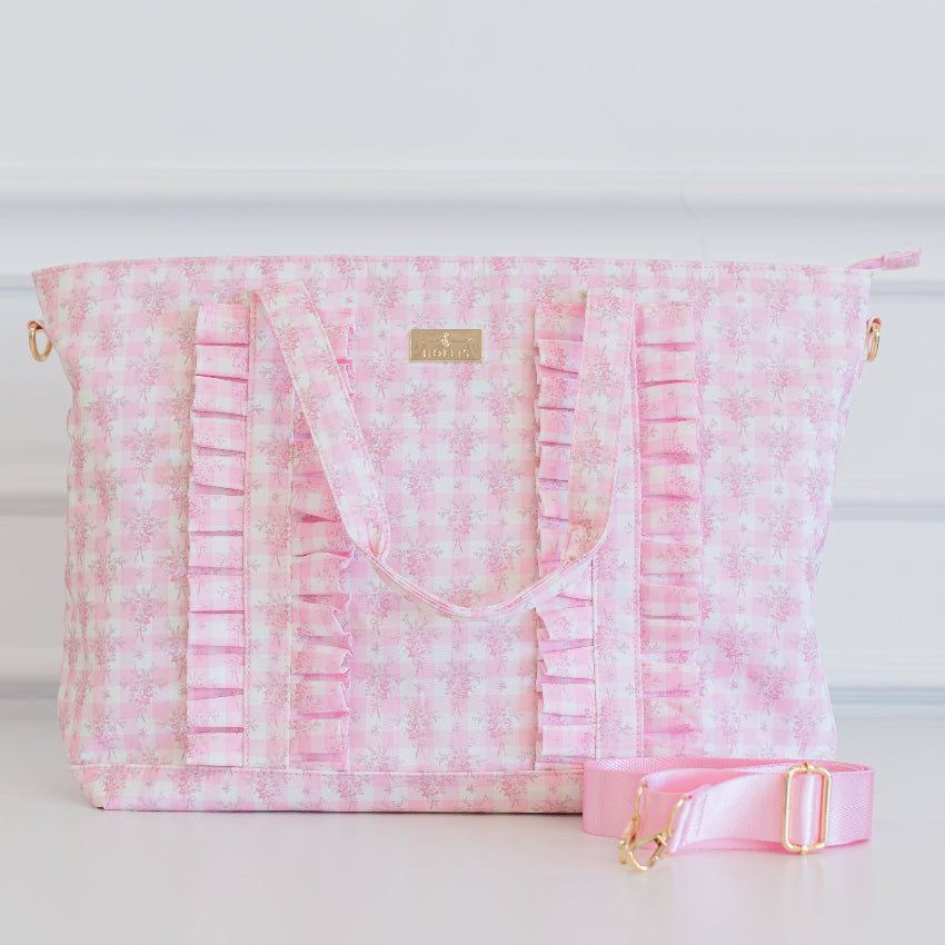 Ruffled Nylon Tote Bag